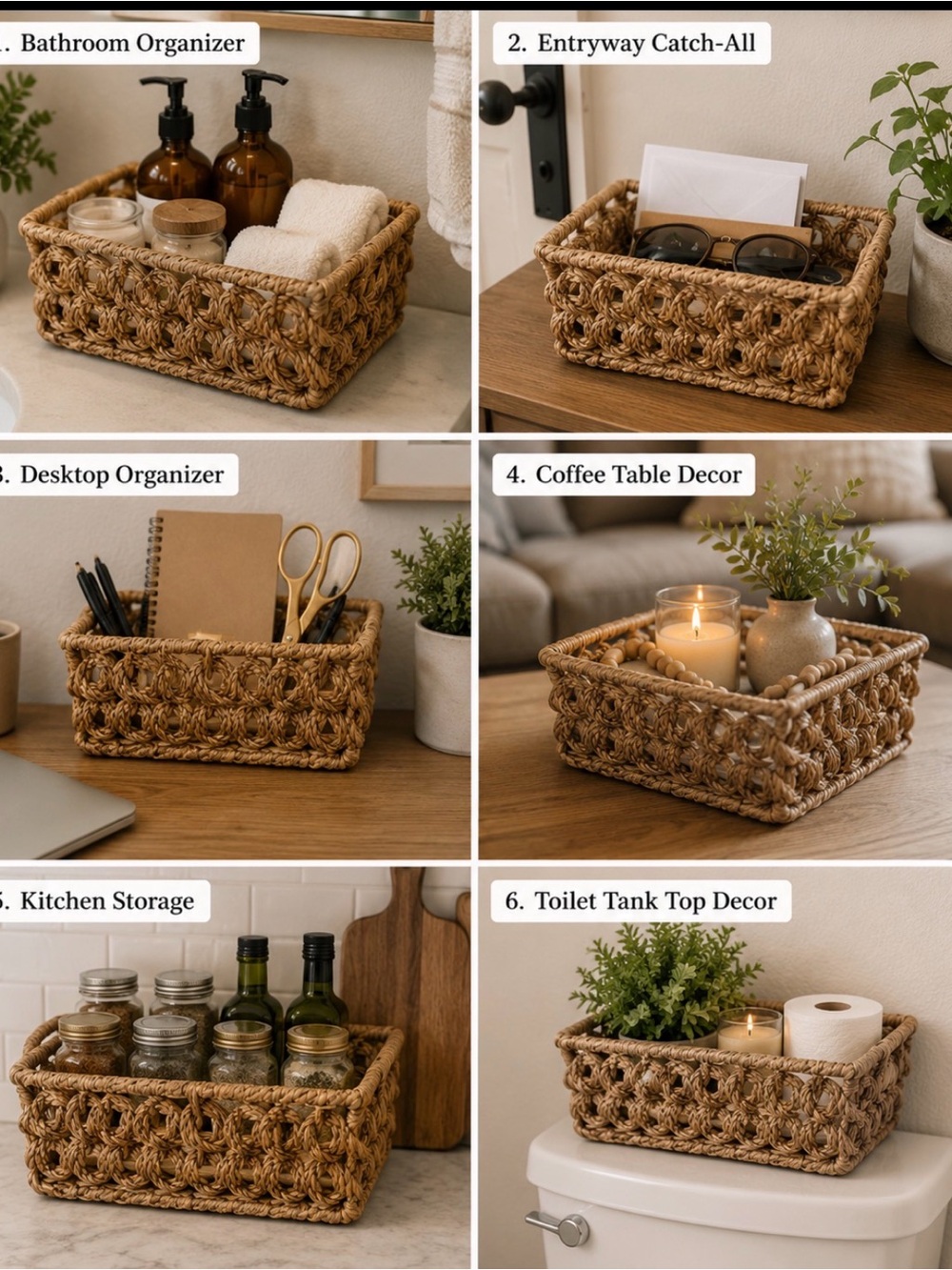 Woven Seagrass Storage Basket - Natural Brown